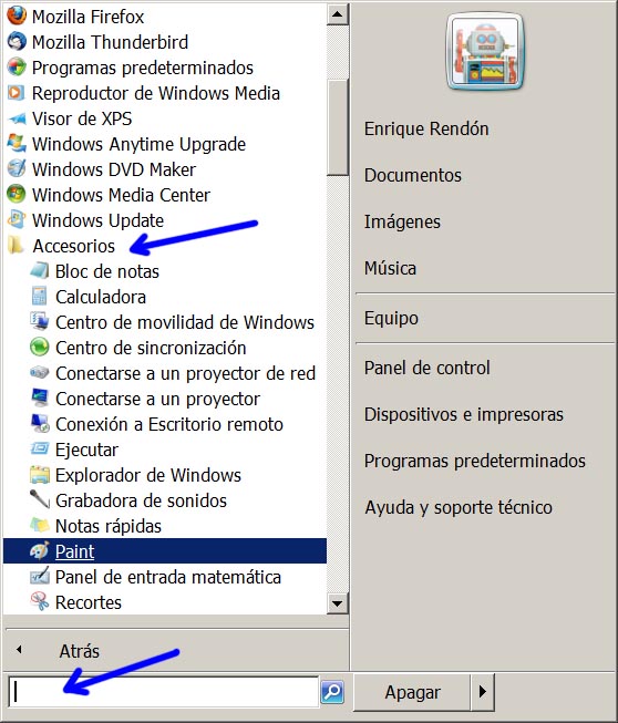 Figura 1: Ejecutando Paint en Windows 7