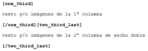 Figura 3: Estructura para 2 columnas, la primera 1/3 del ancho, la segunda 2/3