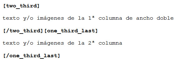 Figura 4: Estructura para dos columnas: 2/3 del ancho la primera, 1/3 del ancho la segunda