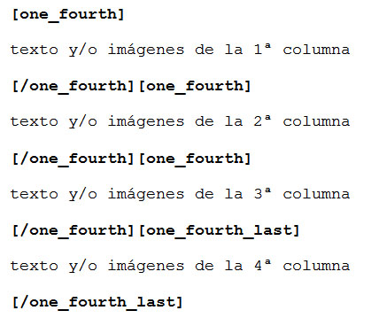 Figura 5: Código para división en cuatro columnas iguales